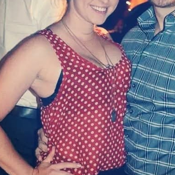 TeenBell Red Polka Dot Semi Sheer Tank Top - Picture 1 of 4